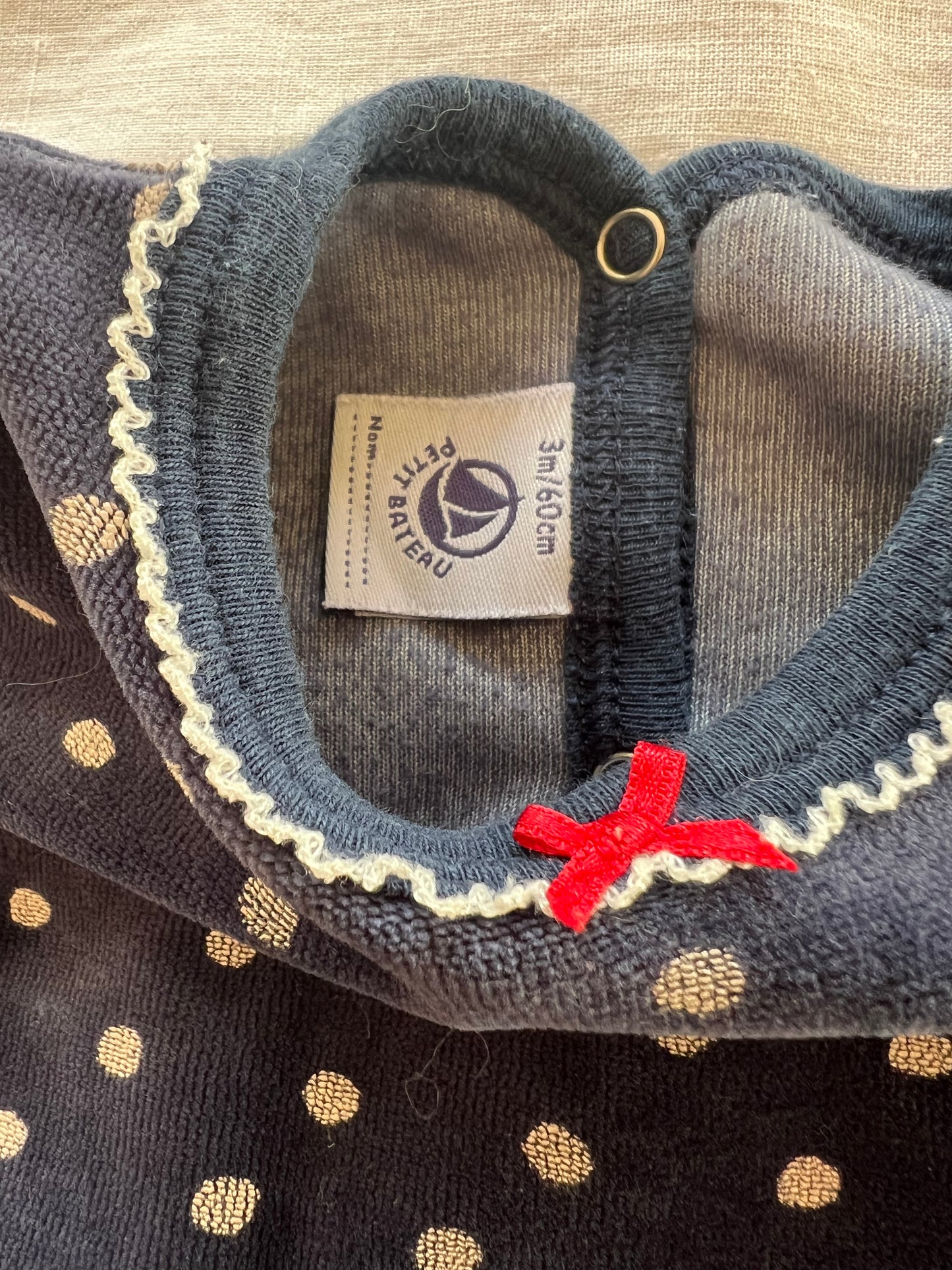 Petit Bateau Polka Dots Onesie 3M