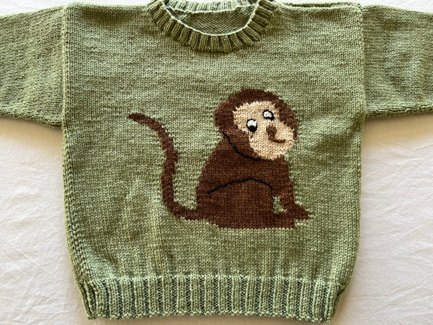 Hanknitted Green Jumper 18M