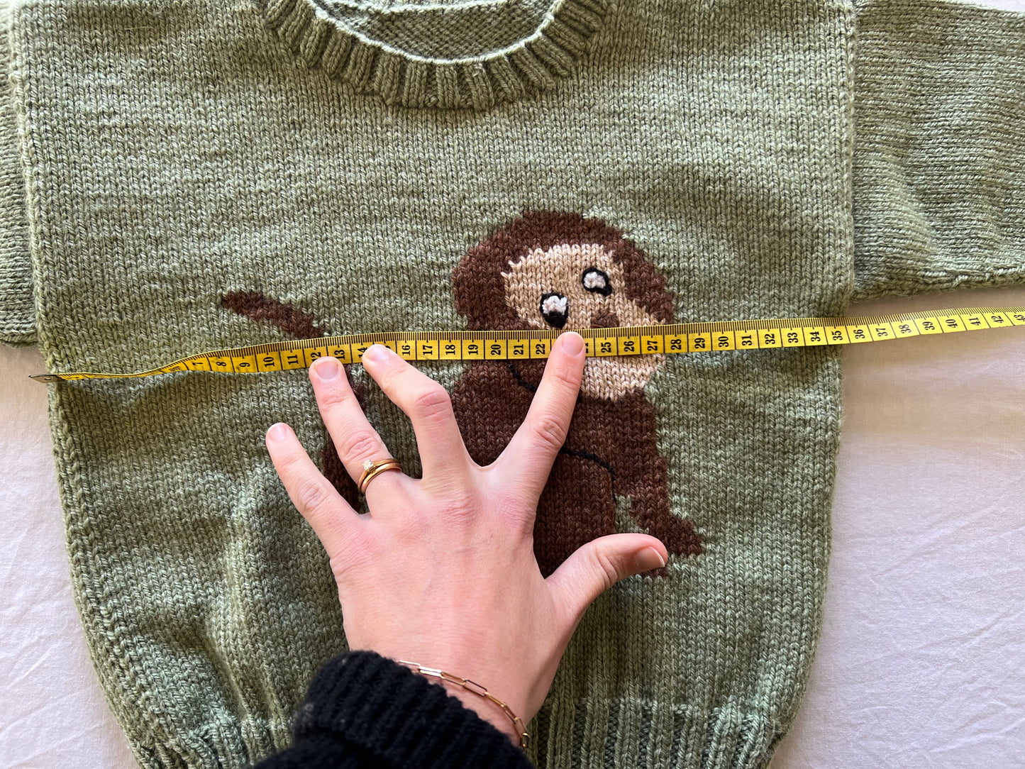 Hanknitted Green Jumper 18M