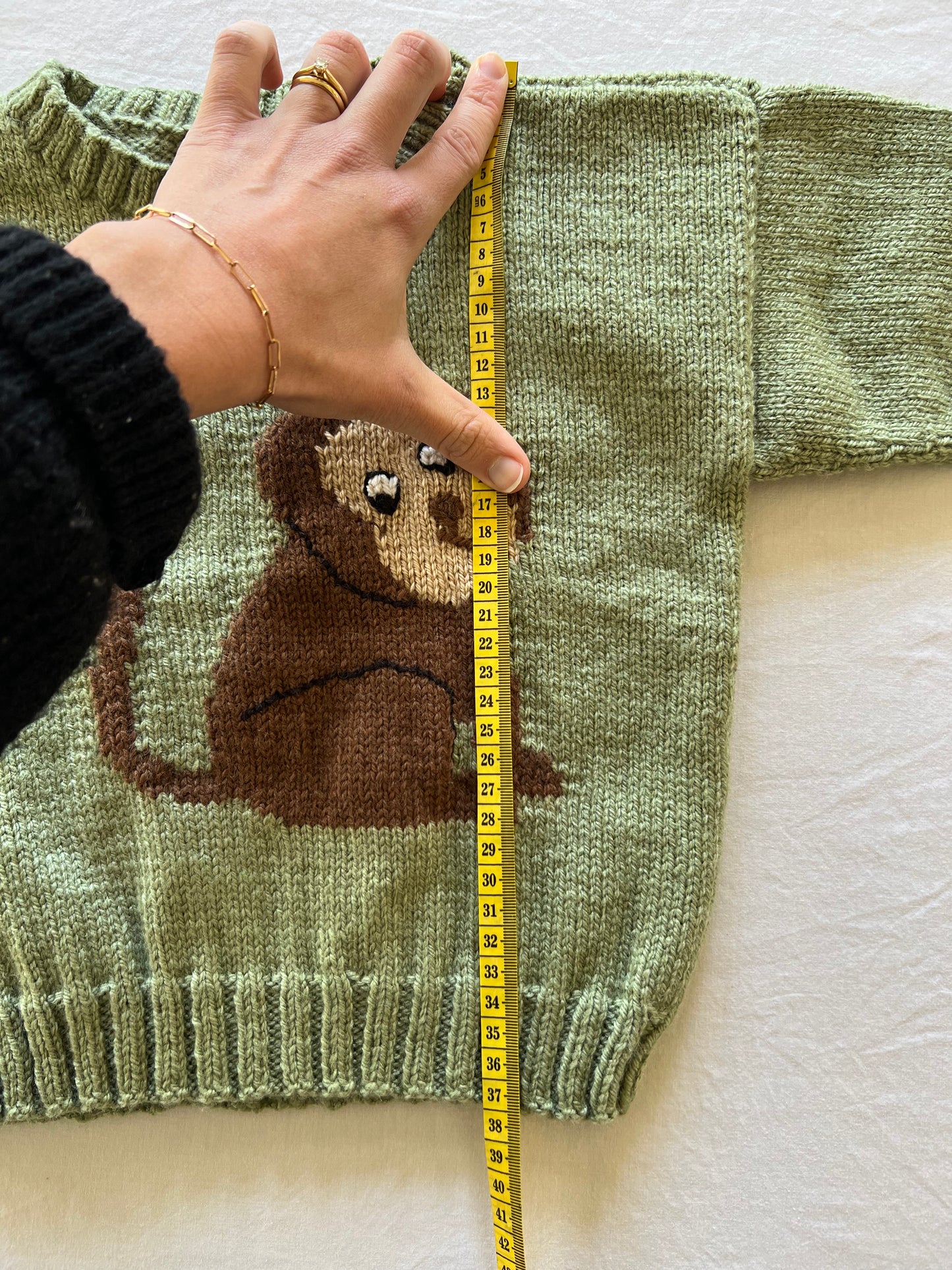 Hanknitted Green Jumper 18M