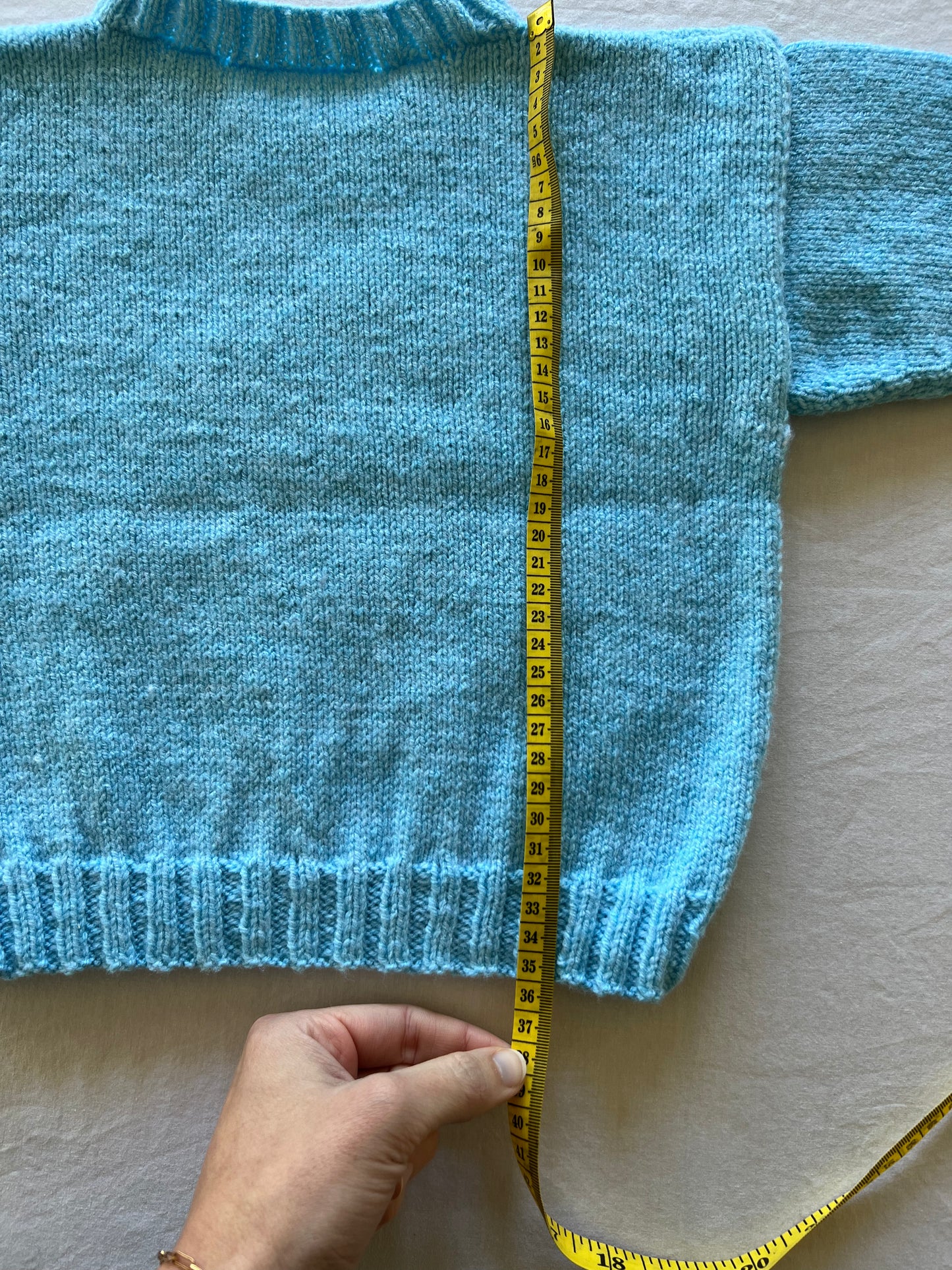 Handknitted Blue Jumper 18M