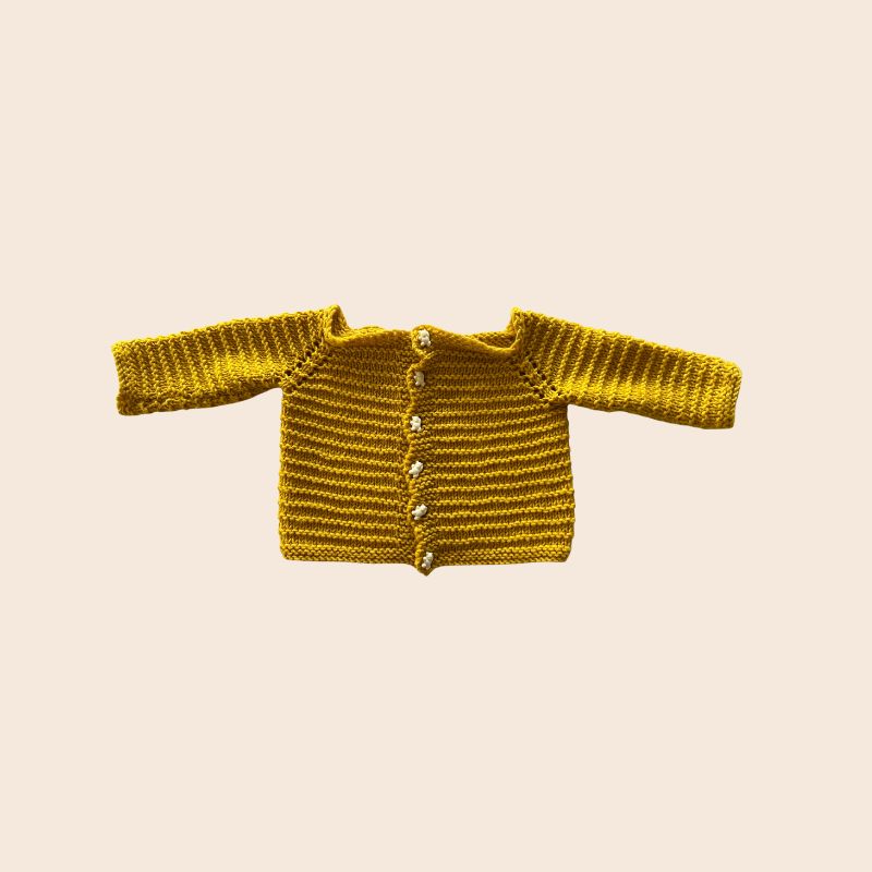 Handknitted Mustard Cardigan 0-3M