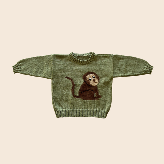 Hanknitted Green Jumper 18M