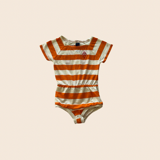 The Animals Observatory Orange Stripes Romper 3Y