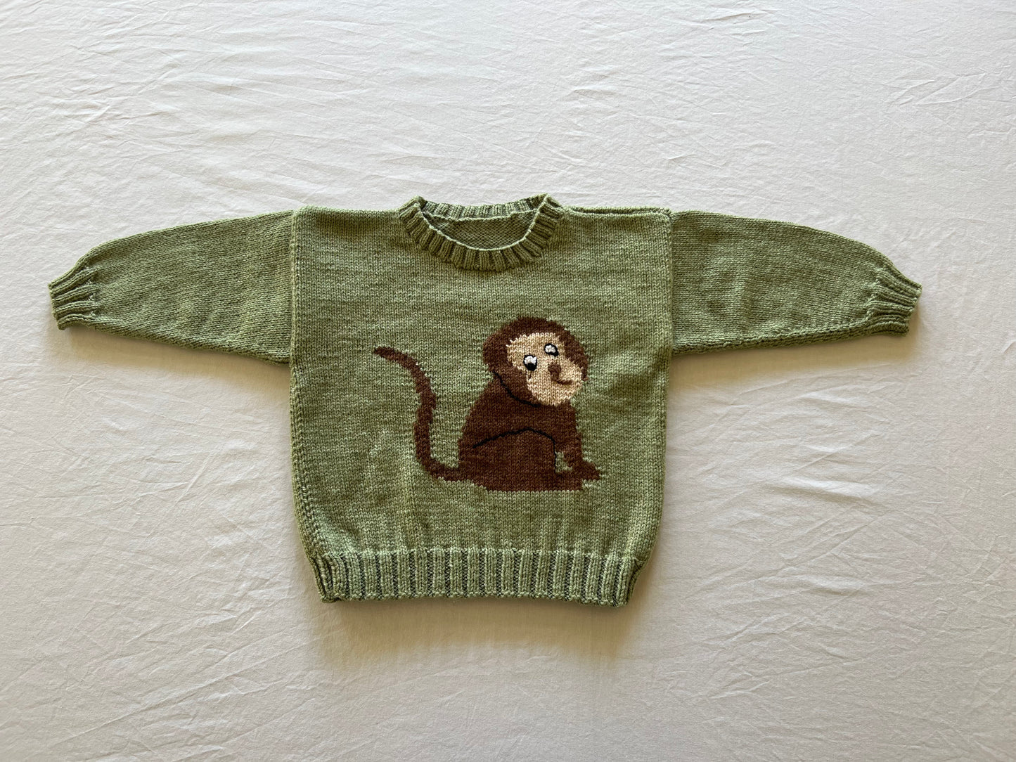 Hanknitted Green Jumper 18M