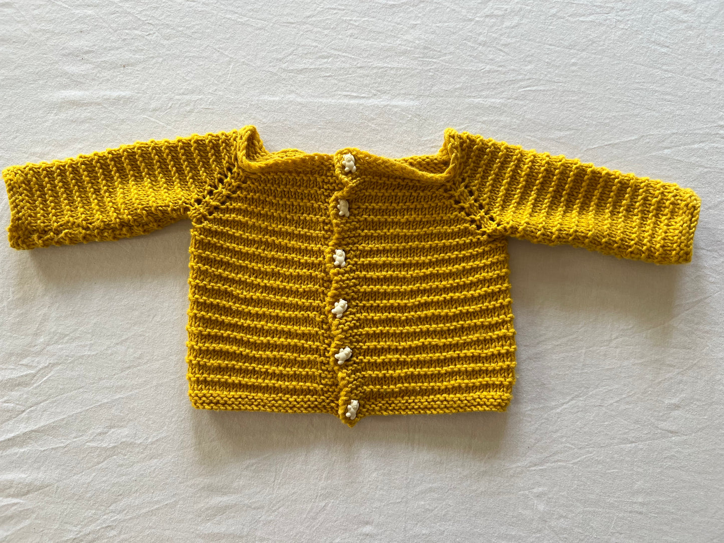 Handknitted Mustard Cardigan 0-3M