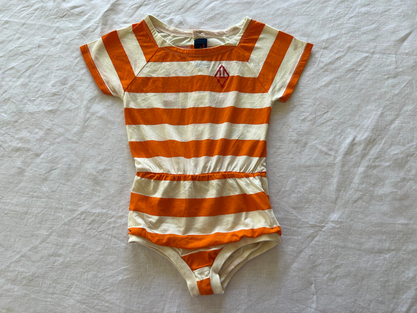 The Animals Observatory Orange Stripes Romper 3Y